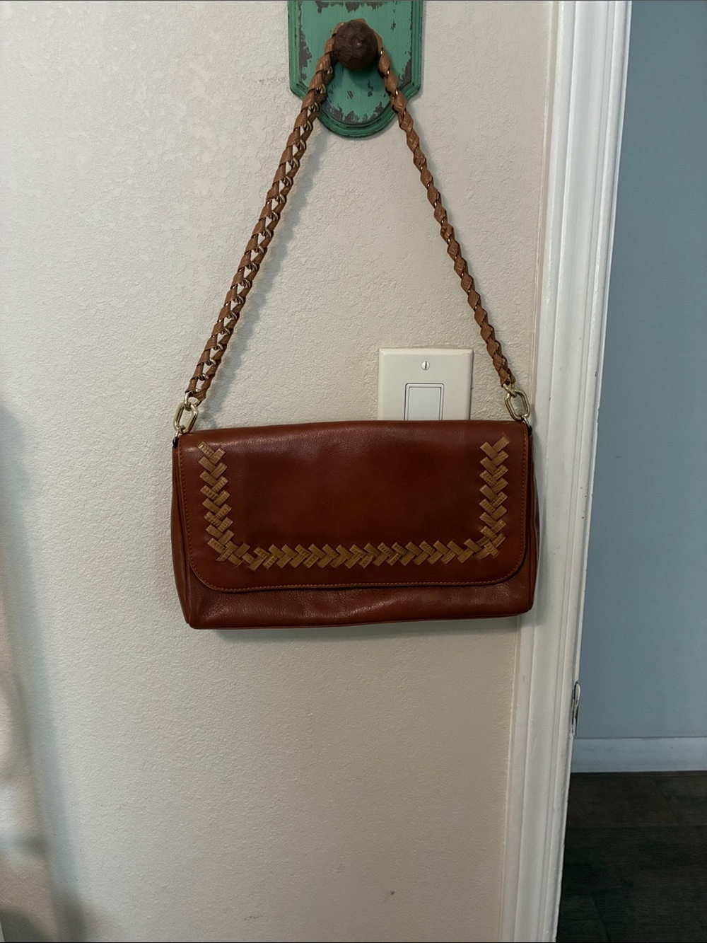 ANTONIO MELANI Brown Braided-Trim Shoulder Bag